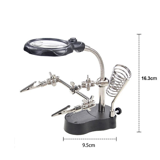 Adjustable Magnifying Glass with LED Light - 3.5X/5X/12X Desktop Loupe for Soldering, Circuit Board Repair & Welding | Volt Edge™