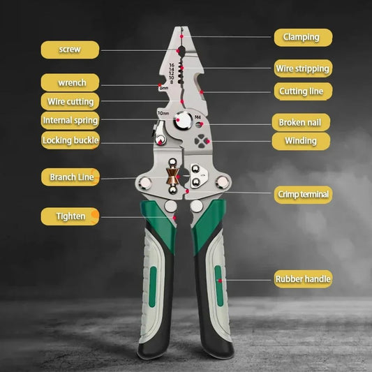 Professional Foldable Wire Stripper Pliers - Multi-Function Crimping, Stripping & Wire Winding Tool | Volt Edge™