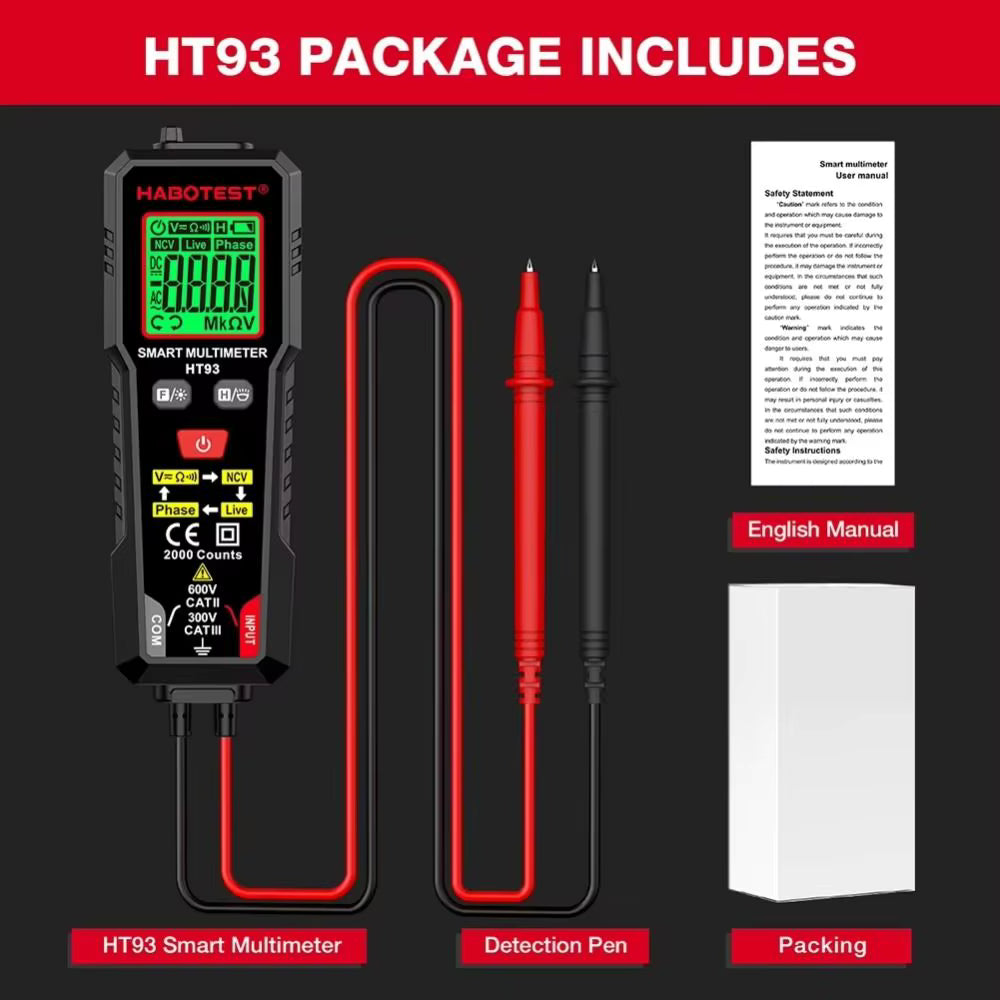 Auto-Ranging Digital Multimeter - AC/DC Voltage Tester with Square Wave, HFE Triode & Continuity Buzzer | Volt Edge™