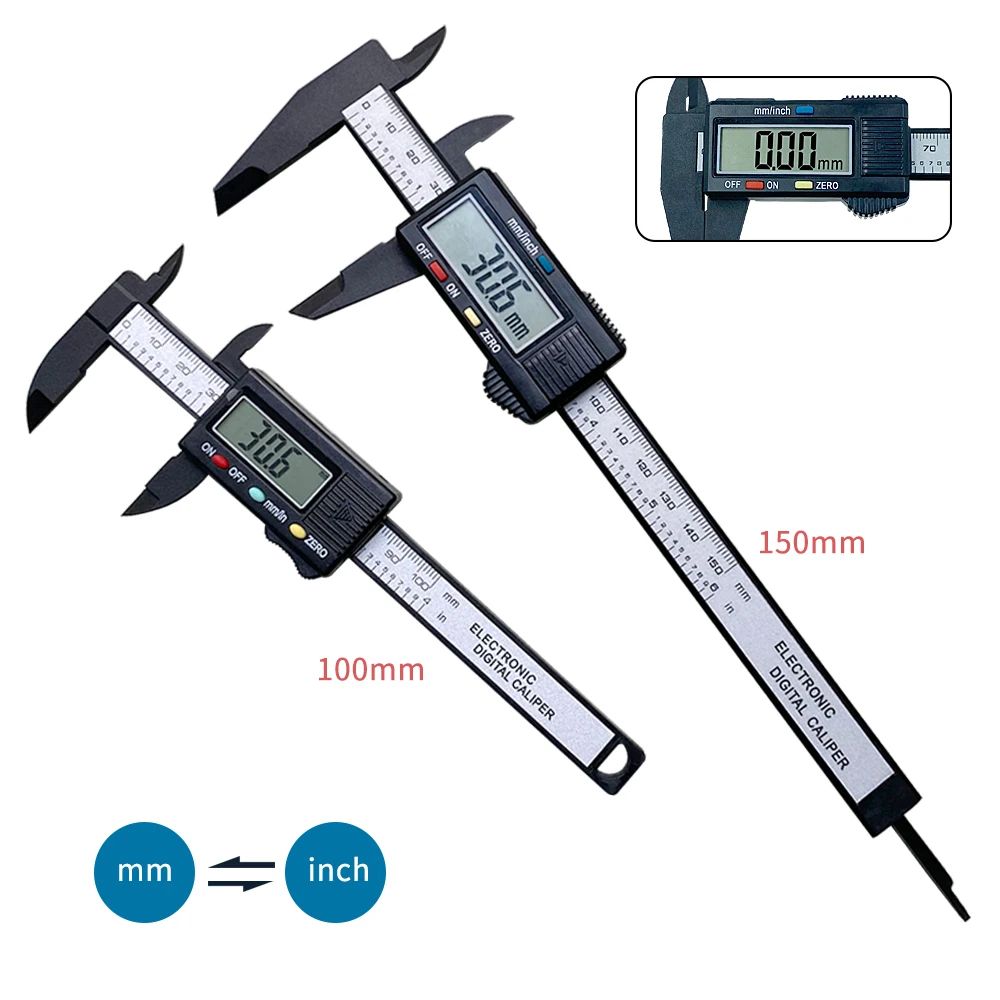 Digital vernier caliper with measurement display on a white background