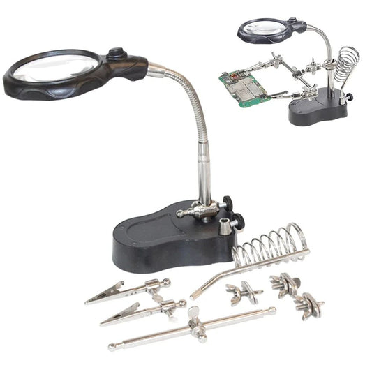 Adjustable Magnifying Glass with LED Light - 3.5X/5X/12X Desktop Loupe for Soldering, Circuit Board Repair & Welding | Volt Edge™
