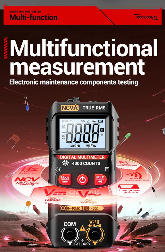 ANENG M115 Mini Digital Multimeter 4000 Counts - Compact AC/DC Voltage Tester with NCV & Ohm Resistance | Volt Edge™