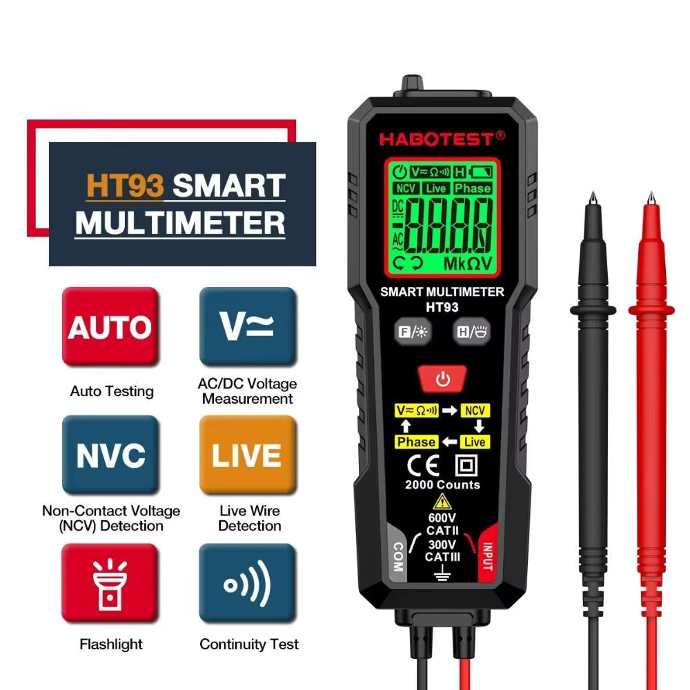 Auto-Ranging Digital Multimeter - AC/DC Voltage Tester with Square Wave, HFE Triode & Continuity Buzzer | Volt Edge™